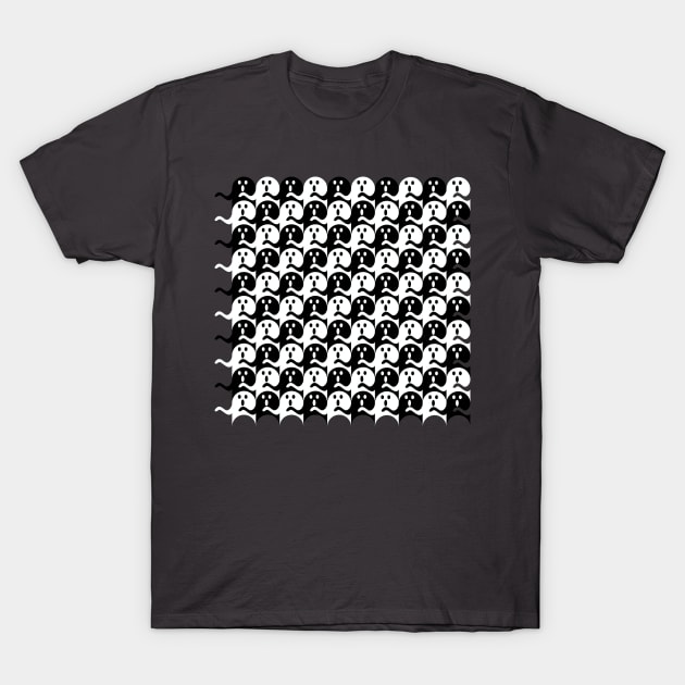 Ghost Tessellation Pattern (Black and White) T-Shirt by inotyler